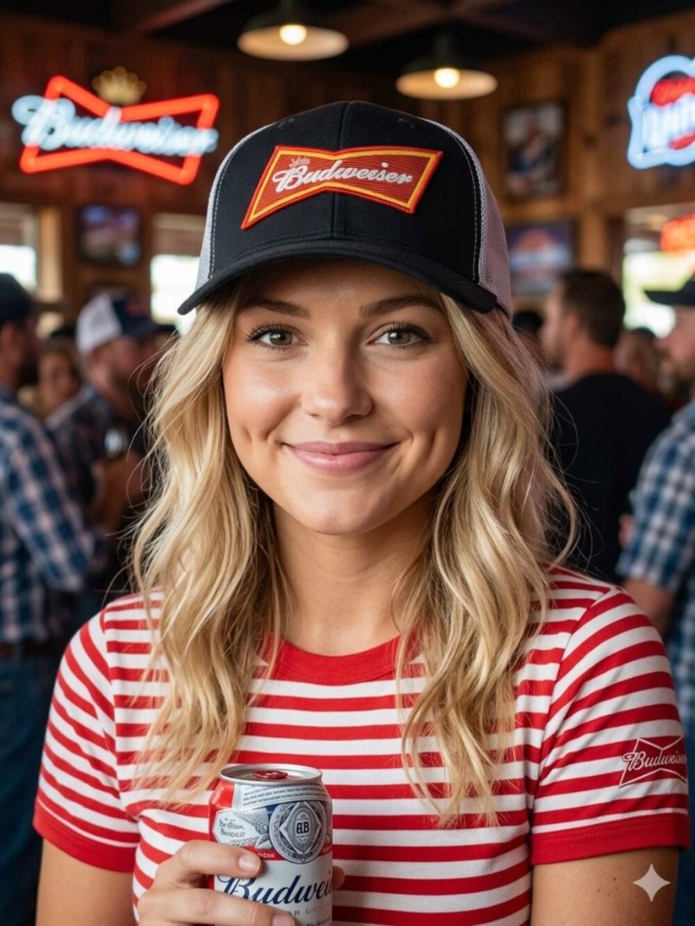 Budweiser Patched Black/White Low Profile Mesh Snapback Trucker Hat